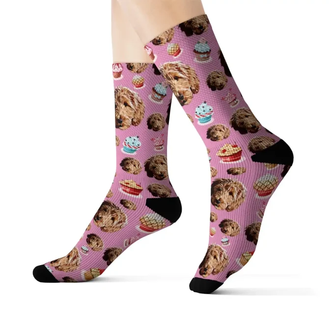 Custom Dog Photo Socks – Cupcake - Image 2