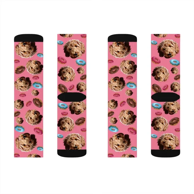 Custom Dog Photo Socks – Doughnuts - Image 3