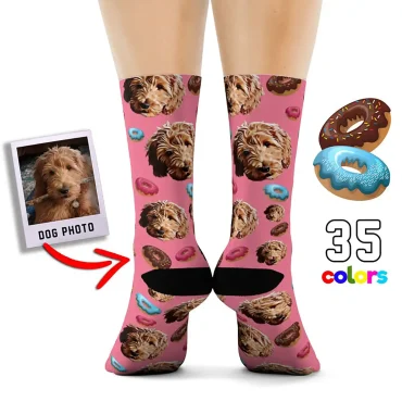 Custom Dog Photo Socks – Doughnuts