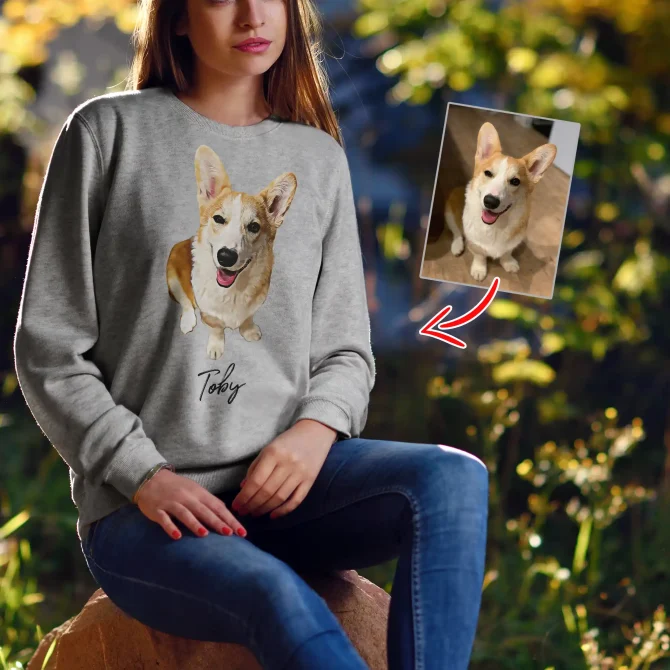 Custom Pet Portrait Sweatshirt, Dog Dad & Dog Mom Sweatshirt - Image 3