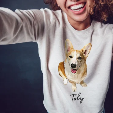 Custom Pet Portrait Sweatshirt, Dog Dad & Dog Mom Sweatshirt