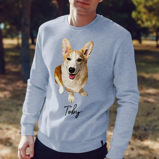 Custom Pet Portrait Sweatshirt, Dog Dad & Dog Mom Sweatshirt - Image 2