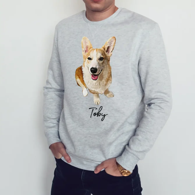 Custom Pet Portrait Sweatshirt, Dog Dad & Dog Mom Sweatshirt - Image 4