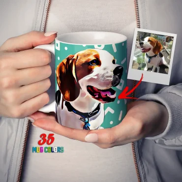 Pet Portrait Mug - Memphis design