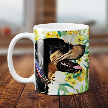 Custom Dog Mug - Floral