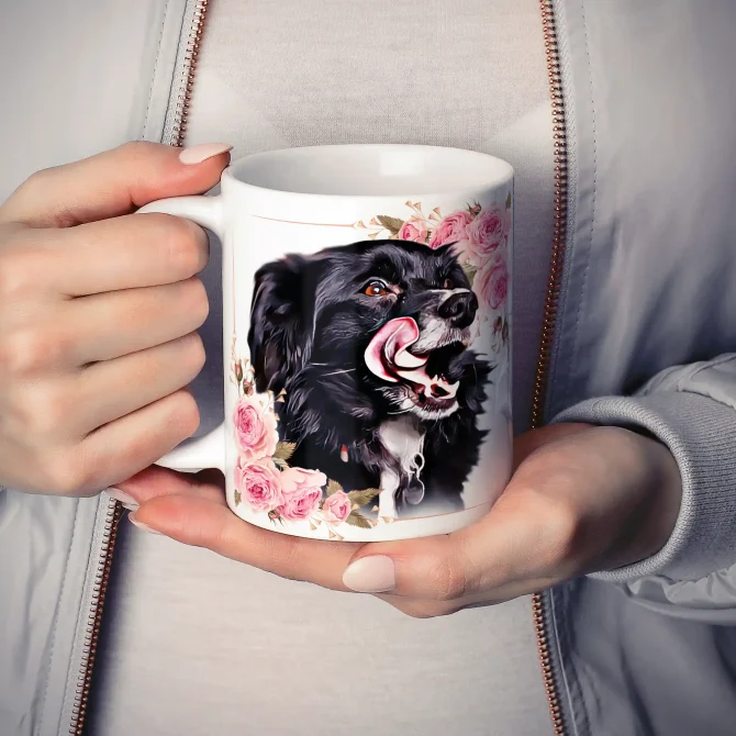Dog Face Mug - Floral frame - Image 2