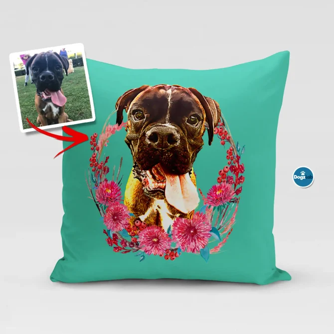 Dog Pillow Case - Wreath design