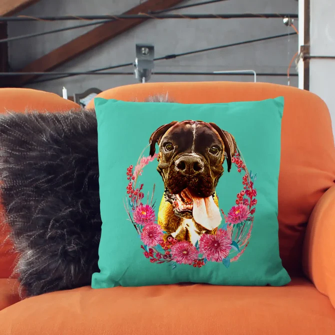 Dog Pillow Case - Wreath design - Image 2