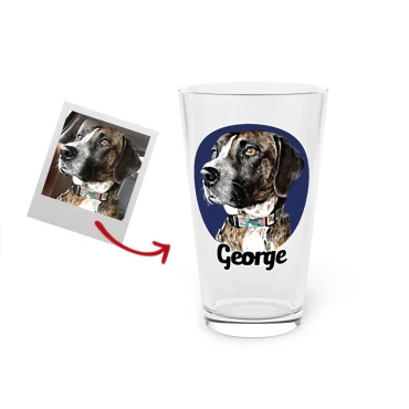 Custom Pet Pint Glass - Oval frame