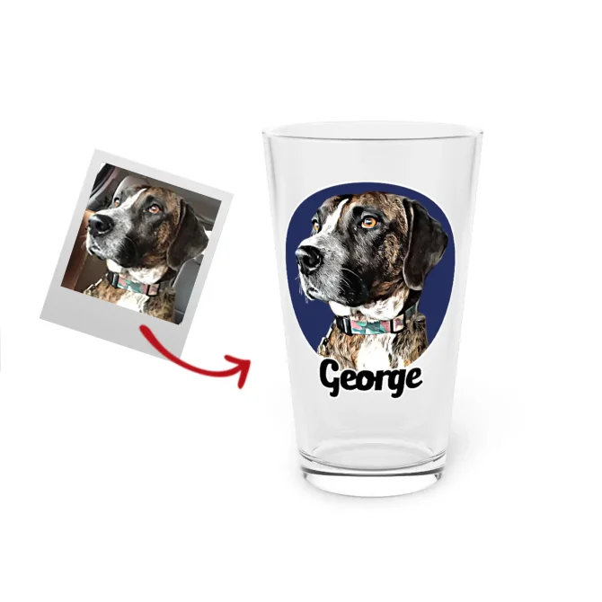 Custom Pet Pint Glass - Oval frame