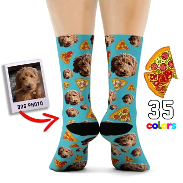 Custom Dog Photo Socks - Pizza