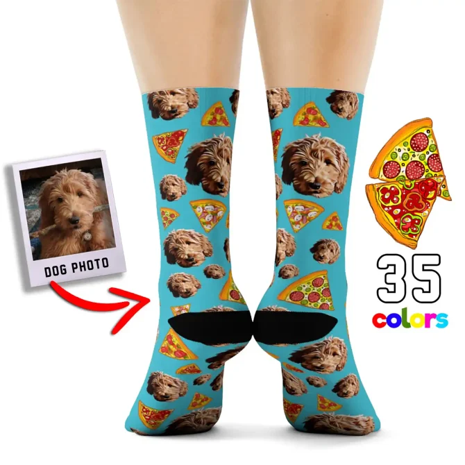 Custom Dog Photo Socks - Pizza